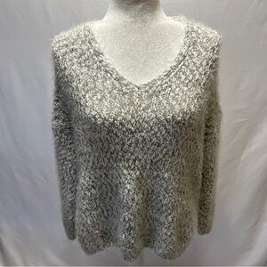 ALTAR'D STATE Eyelash Sweater Womens V-neck Gray/White Size Small/Medium